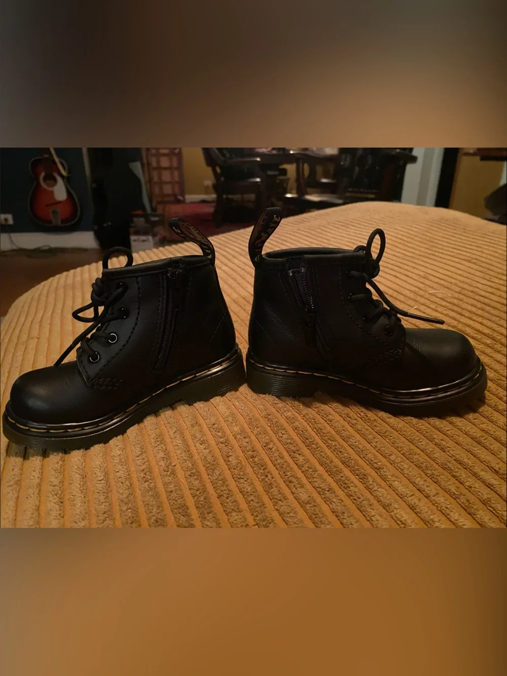Kids Black Lace-Up Doc Martens (with side zip)